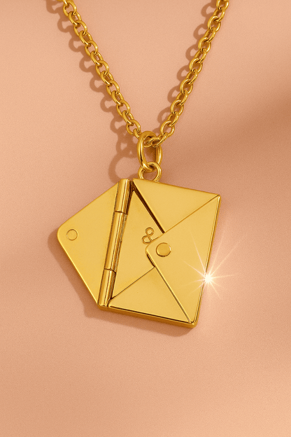 Custom Hidden Love Letter Envelope Pendant Necklace - Hidden Forever