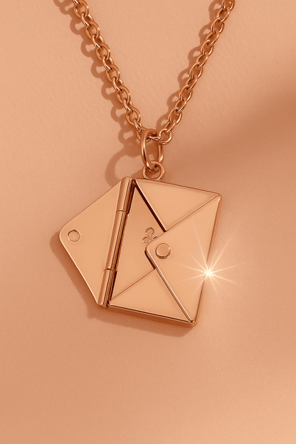 Custom Hidden Love Letter Envelope Pendant Necklace - Hidden Forever