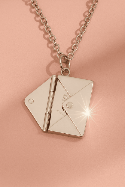 Custom Hidden Love Letter Envelope Pendant Necklace - Hidden Forever