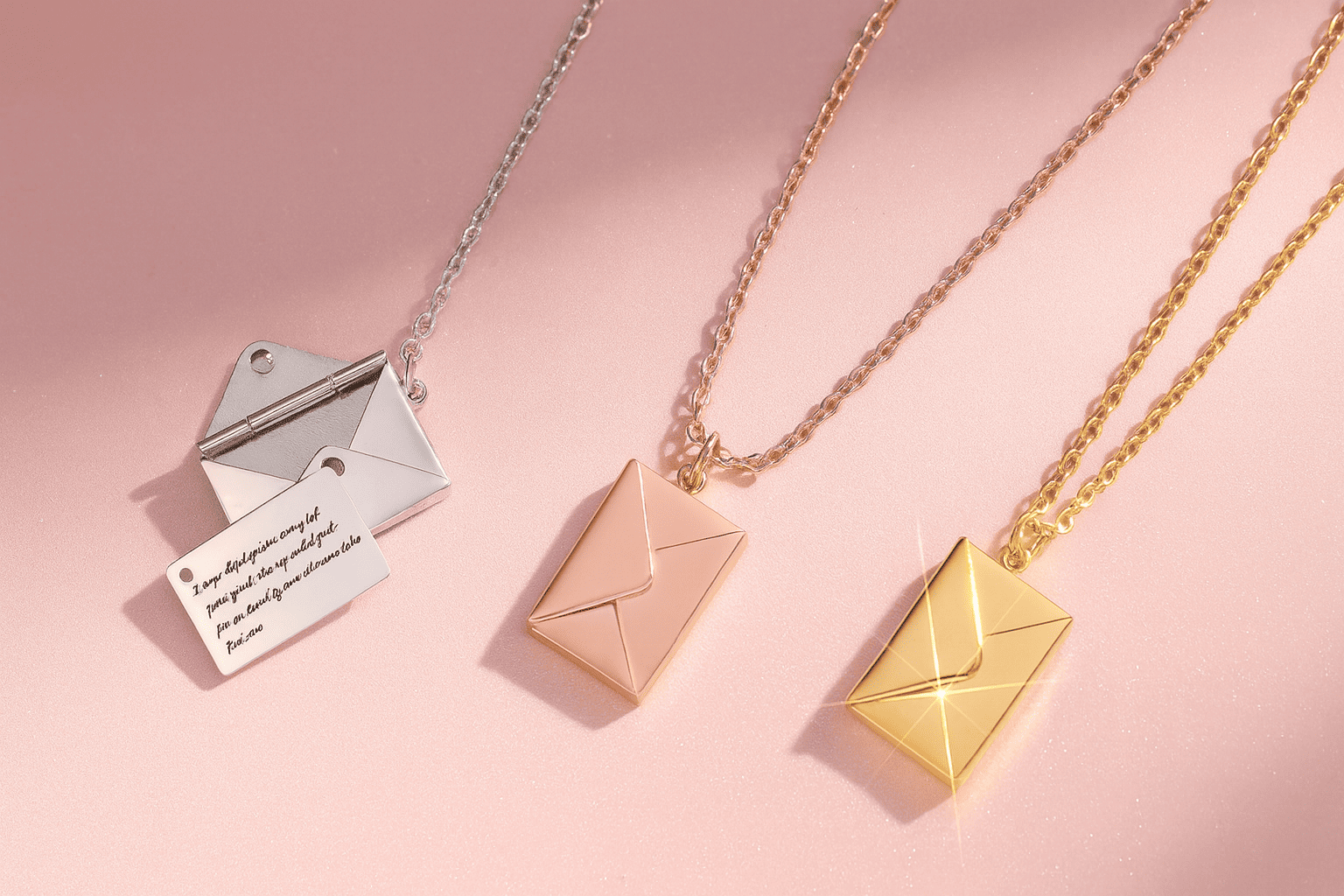 Custom Hidden Love Letter Envelope Pendant Necklace - Hidden Forever