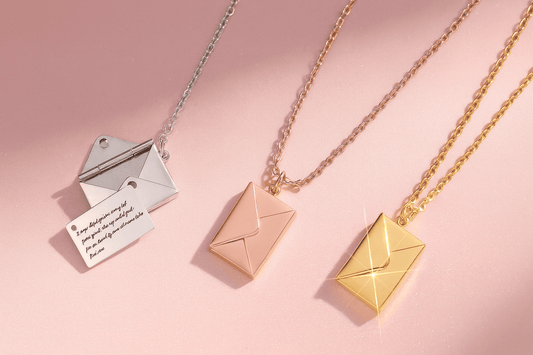 Custom Hidden Love Letter Envelope Pendant Necklace - Hidden Forever