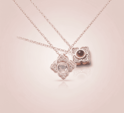 Custom Hidden Photo Projection 4 Petal Flower Necklace - Hidden Forever
