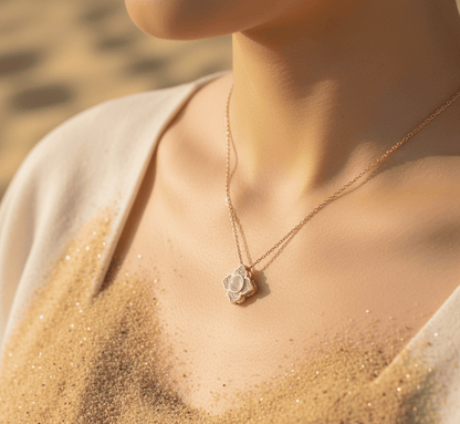 Custom Hidden Photo Projection 4 Petal Flower Necklace - Hidden Forever