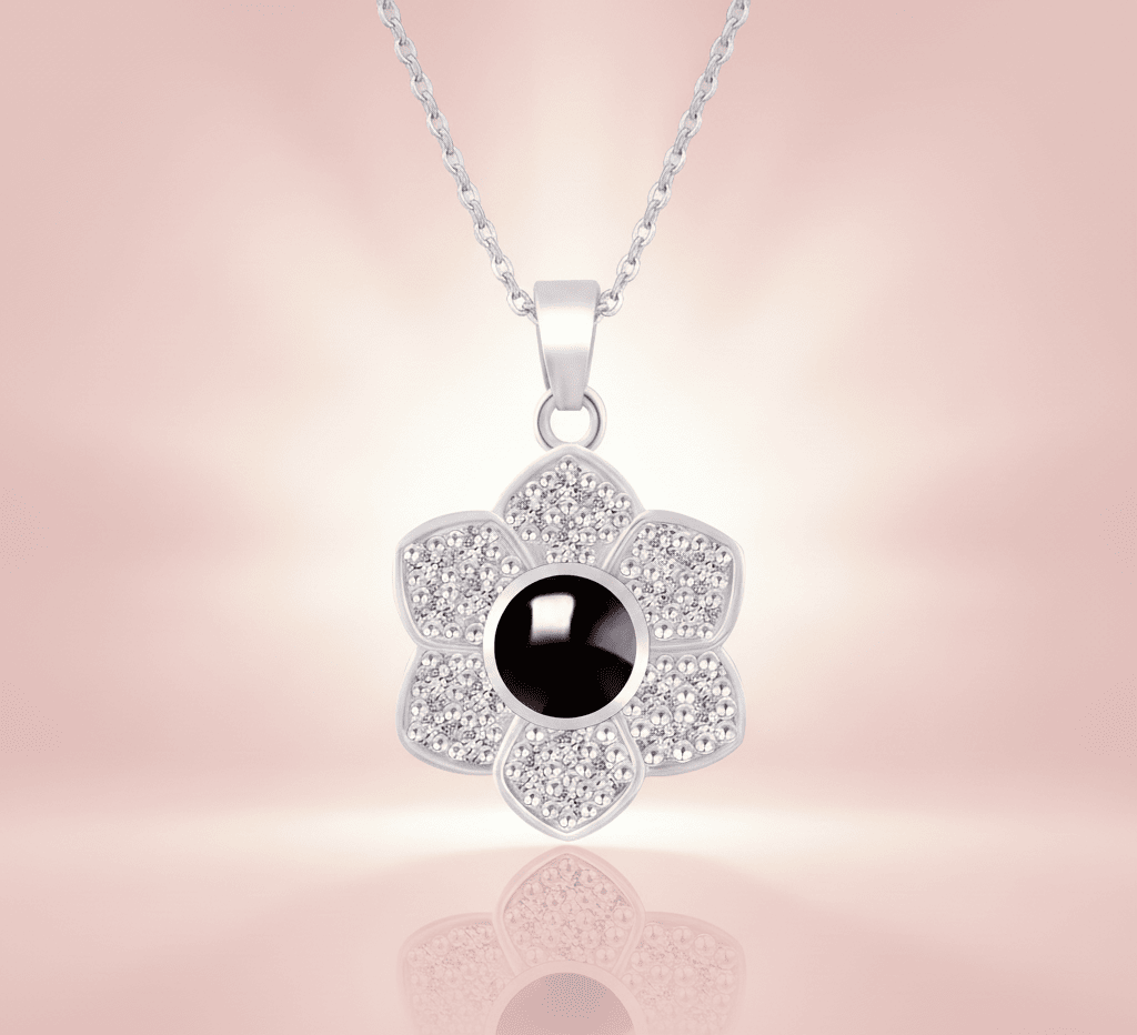 Custom Hidden Photo Projection 6 Petal flower Necklace - Hidden Forever