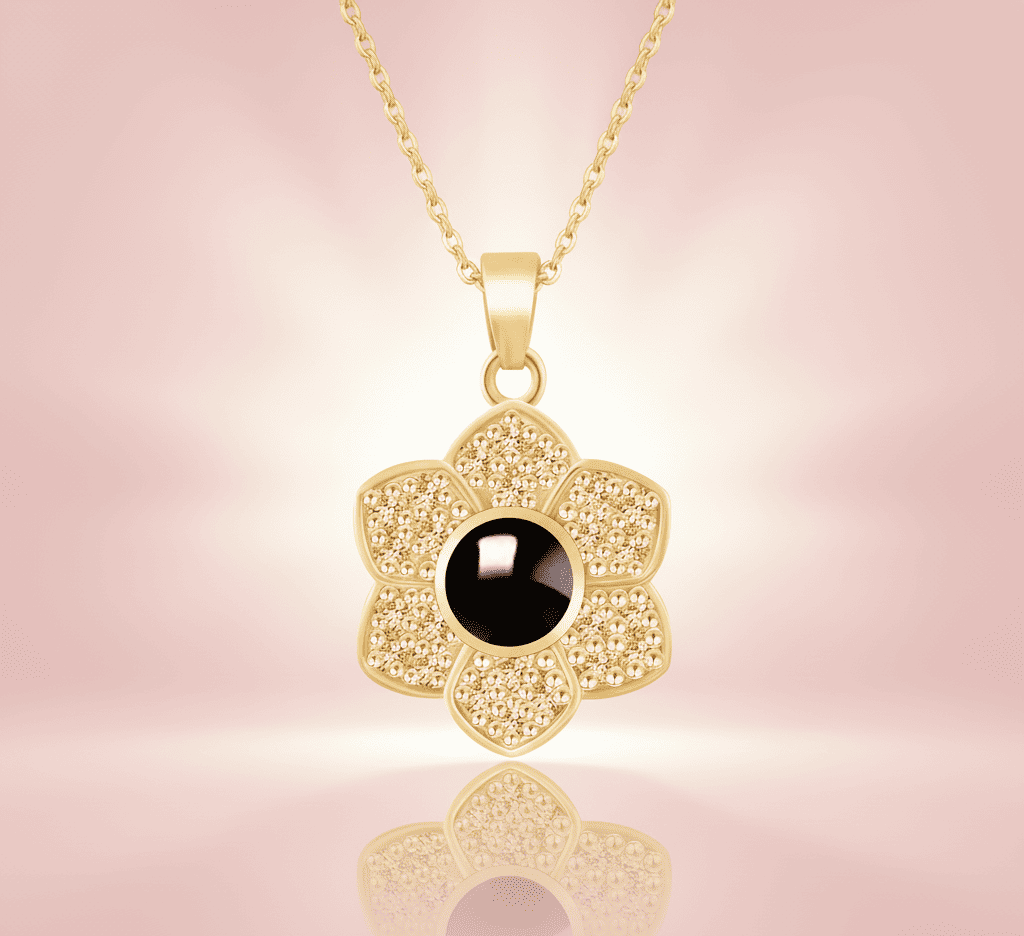 Custom Hidden Photo Projection 6 Petal flower Necklace - Hidden Forever
