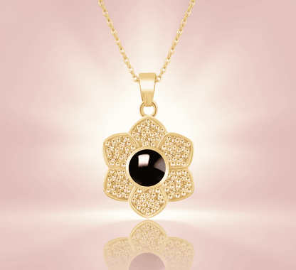 Custom Hidden Photo Projection 6 Petal flower Necklace - Hidden Forever