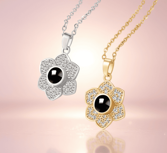 Custom Hidden Photo Projection 6 Petal flower Necklace - Hidden Forever
