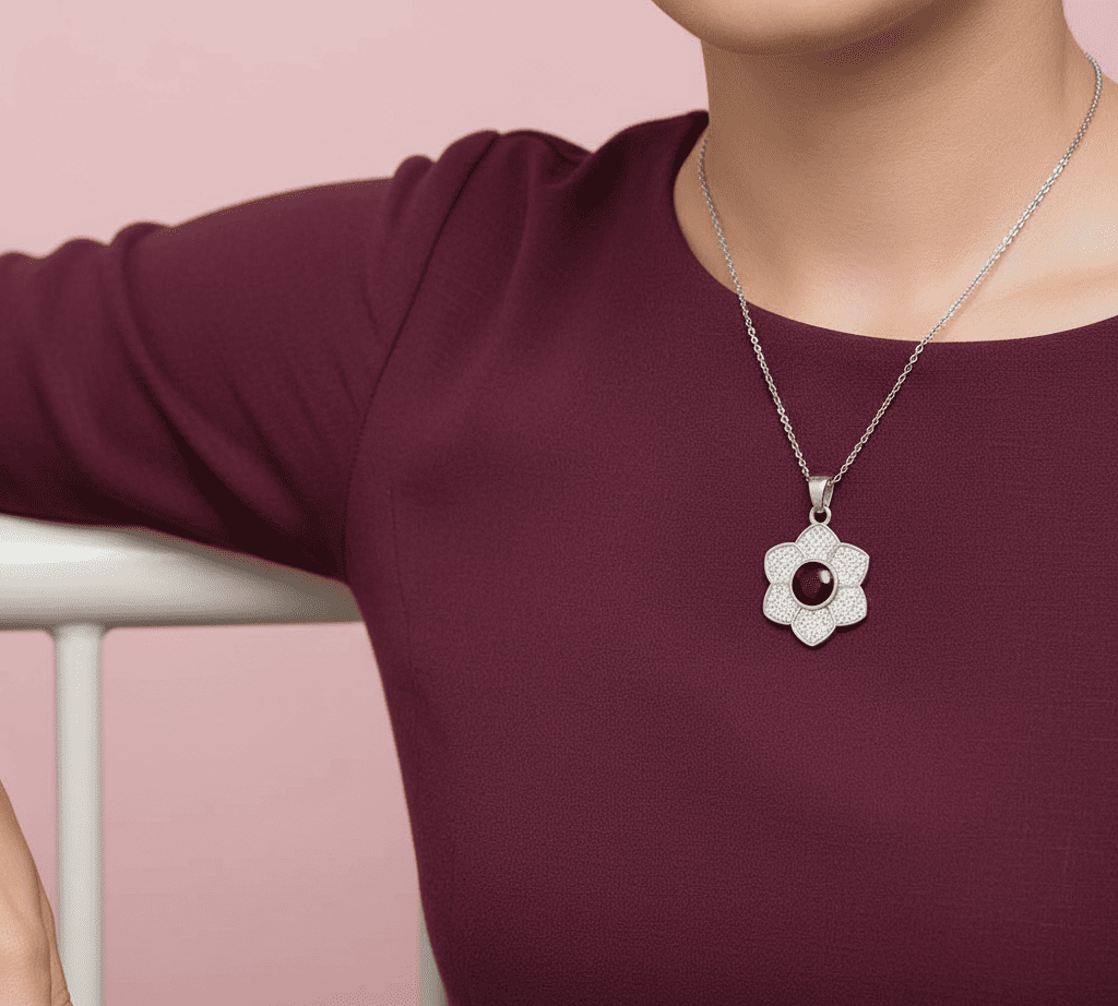 Custom Hidden Photo Projection 6 Petal flower Necklace - Hidden Forever