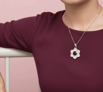 Custom Hidden Photo Projection 6 Petal flower Necklace - Hidden Forever