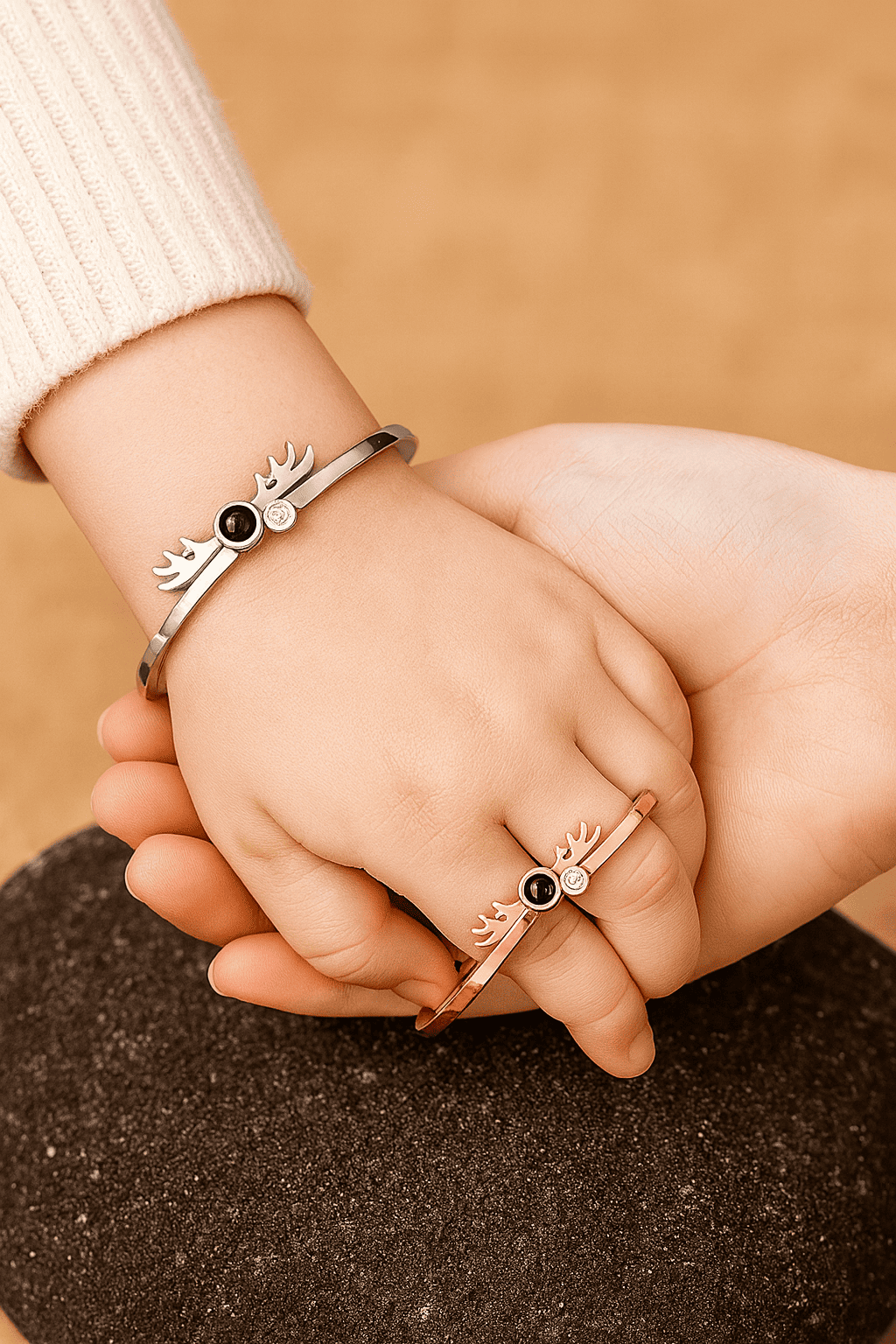 Custom Hidden Photo Projection Adjustable Antler Shape Bracelet - Hidden Forever