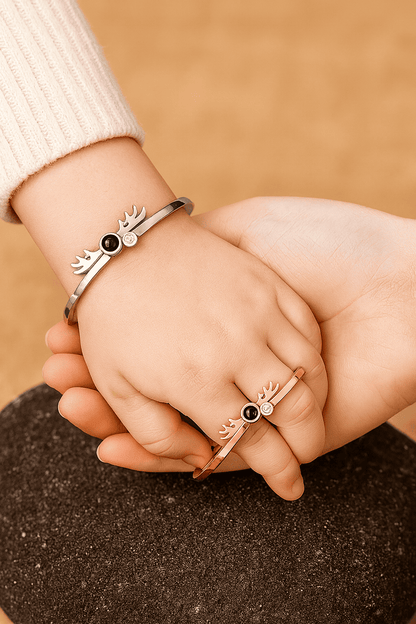 Custom Hidden Photo Projection Adjustable Antler Shape Bracelet - Hidden Forever