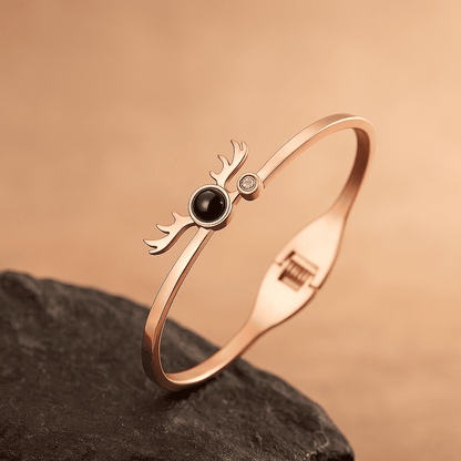 Custom Hidden Photo Projection Adjustable Antler Shape Bracelet - Hidden Forever