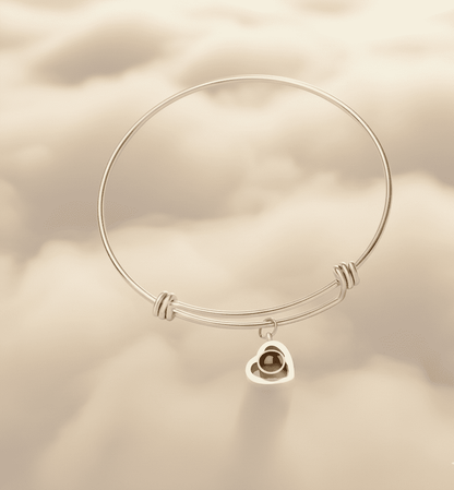 Custom Hidden Photo Projection Adjustable Bangle Heart Zircon Bracelet - Hidden Forever