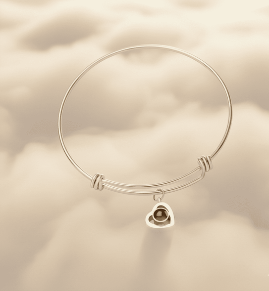 Custom Hidden Photo Projection Adjustable Bangle Heart Zircon Bracelet - Hidden Forever