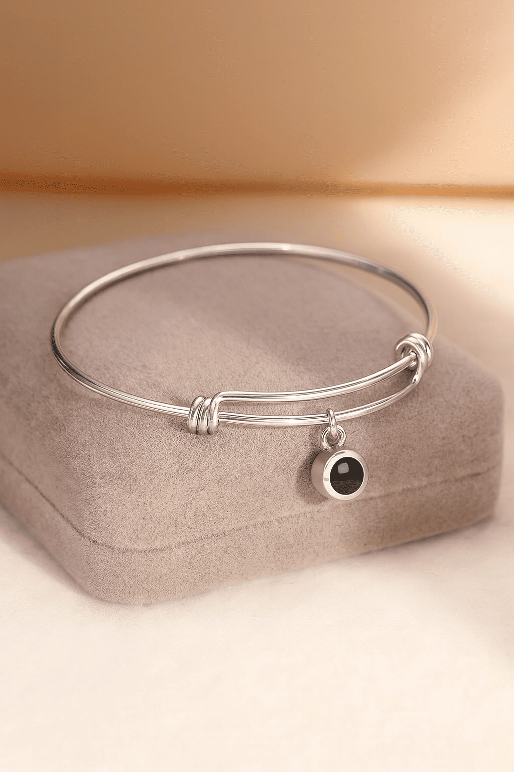 Custom Hidden Photo Projection Adjustable Bangle Round Zircon Bracelet - Hidden Forever