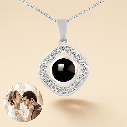 Custom Hidden Photo Projection Black Onyx Necklace - Hidden Forever