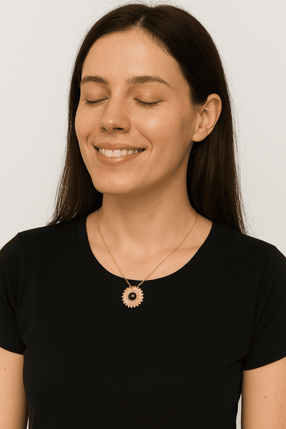 Custom Hidden Photo Projection Bloom Sunflower Necklace - Hidden Forever