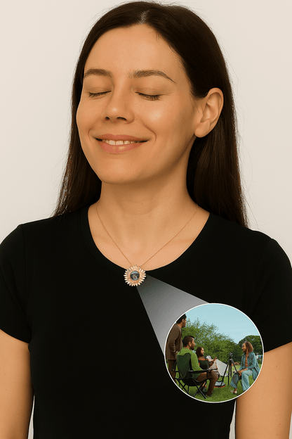 Custom Hidden Photo Projection Bloom Sunflower Necklace - Hidden Forever