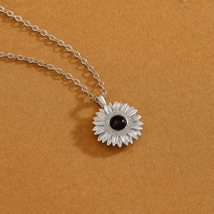 Custom Hidden Photo Projection Bloom Sunflower Necklace - Hidden Forever