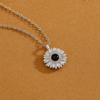 Custom Hidden Photo Projection Bloom Sunflower Necklace - Hidden Forever
