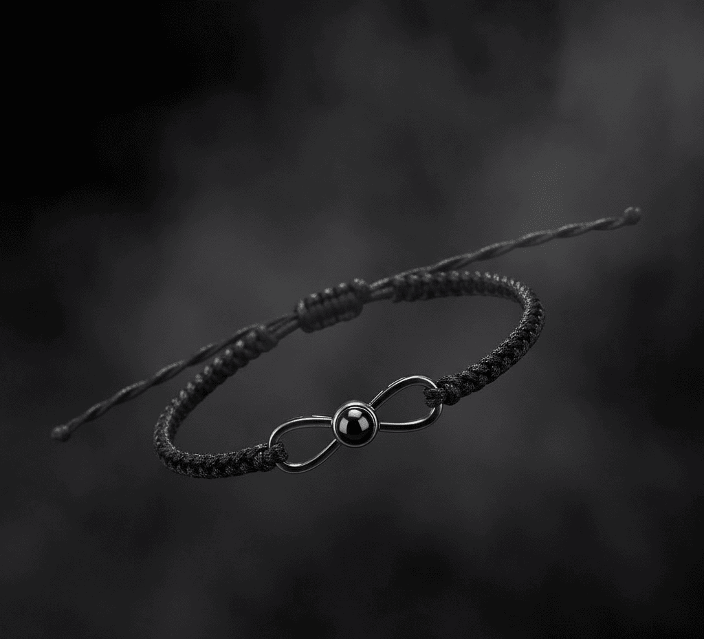 Custom Hidden Photo Projection Braided Infinity Zircon Bracelet - Hidden Forever