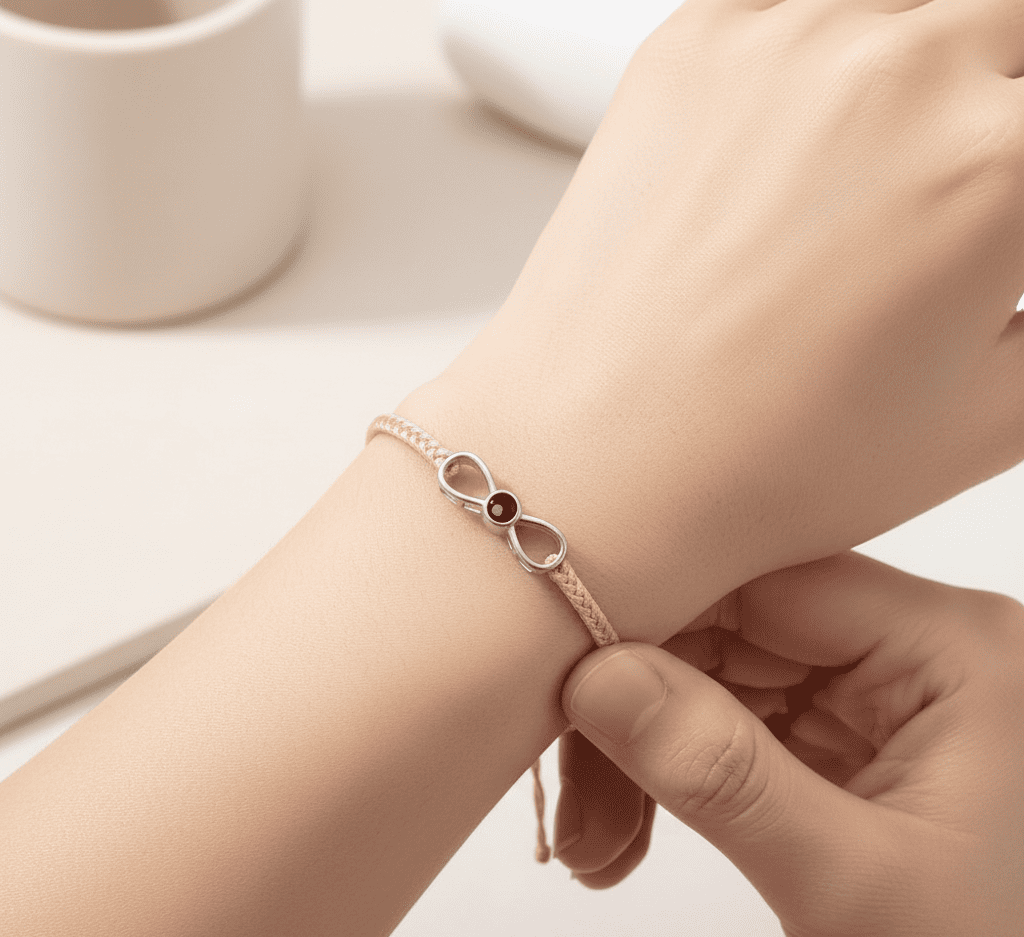 Custom Hidden Photo Projection Braided Infinity Zircon Bracelet - Hidden Forever