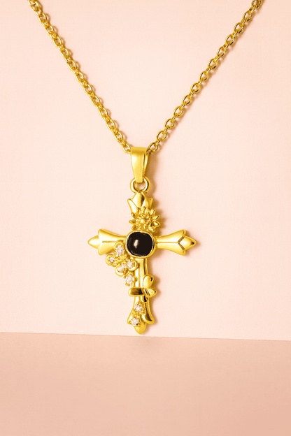 Custom Hidden Photo Projection Butterfly Cross Necklace - Hidden Forever