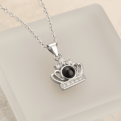 Custom Hidden Photo Projection Crown Jewel Necklace - Hidden Forever
