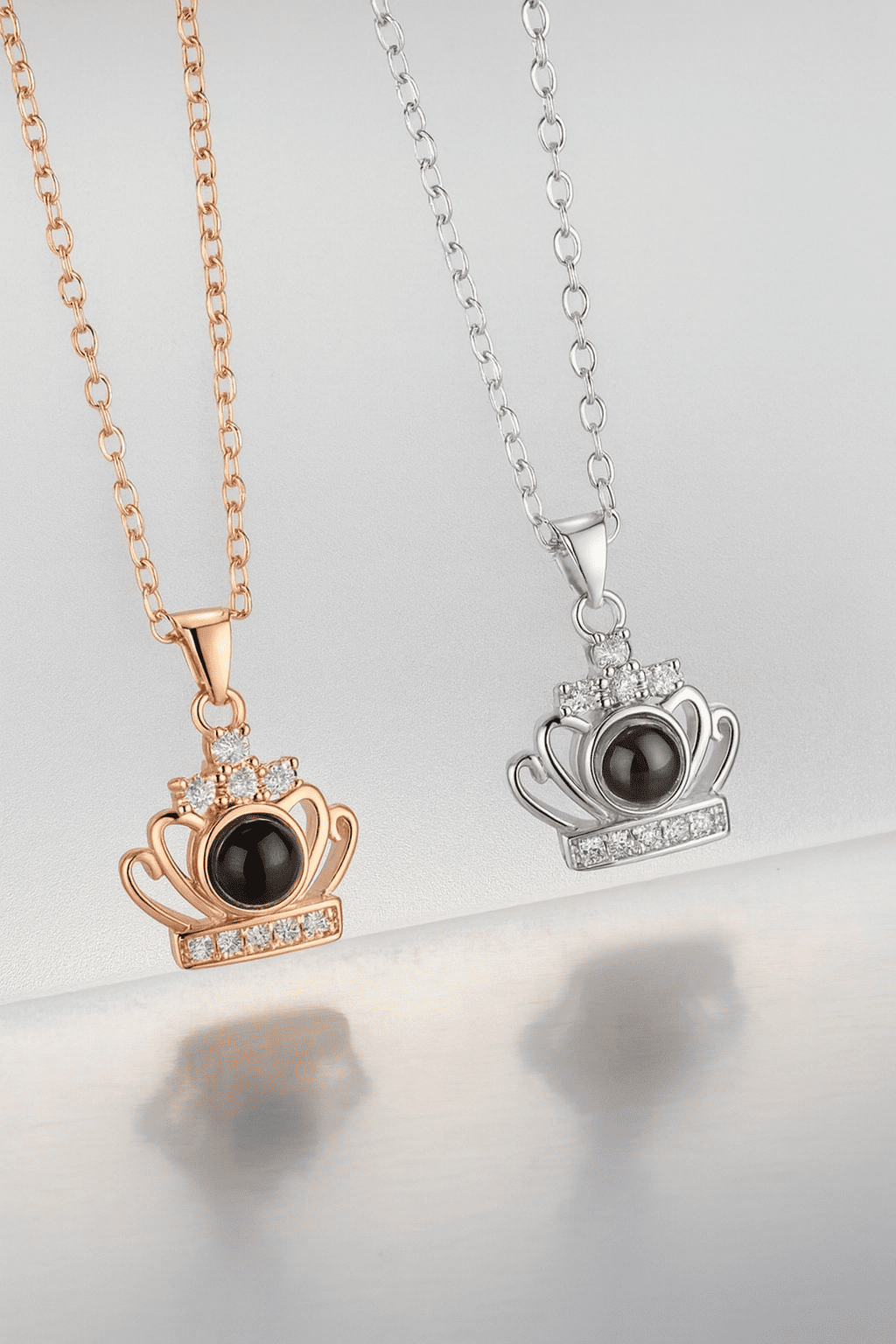 Custom Hidden Photo Projection Crown Jewel Necklace - Hidden Forever