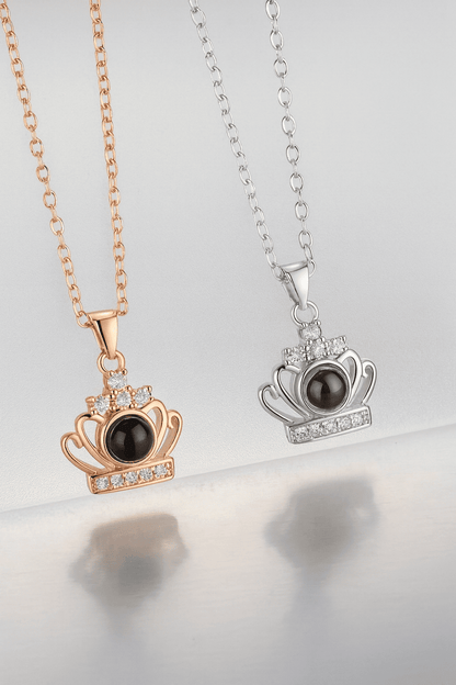 Custom Hidden Photo Projection Crown Jewel Necklace - Hidden Forever