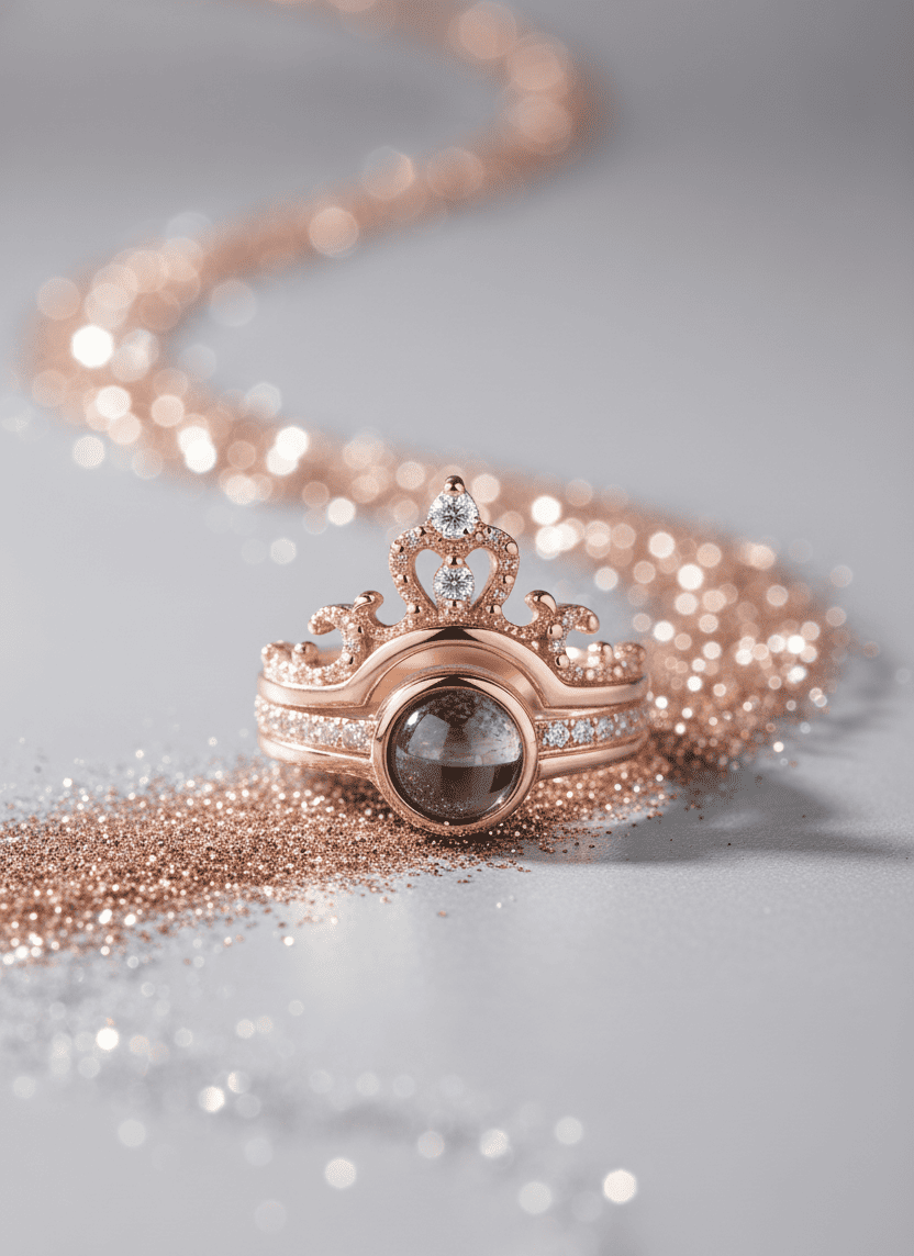 Custom - Hidden Photo Projection Crown Ring - Hidden Forever