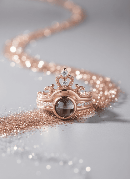 Custom - Hidden Photo Projection Crown Ring - Hidden Forever