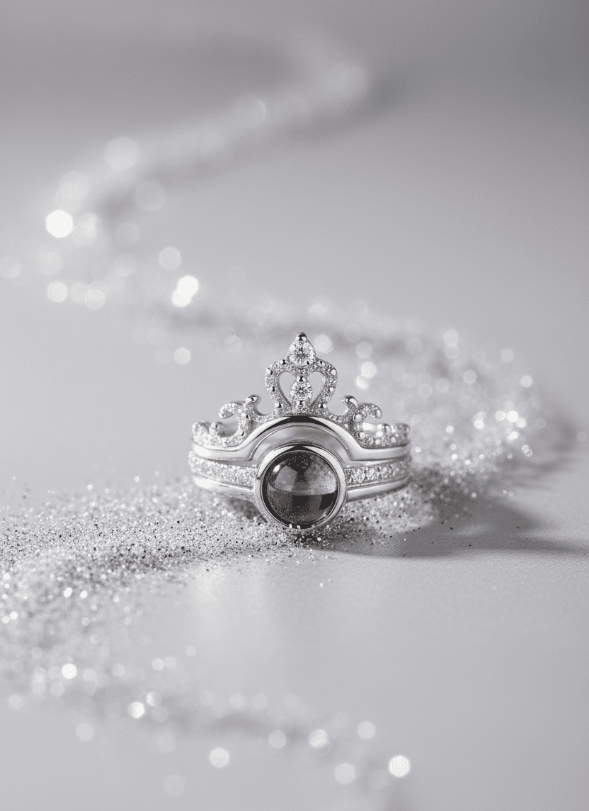 Custom - Hidden Photo Projection Crown Ring - Hidden Forever