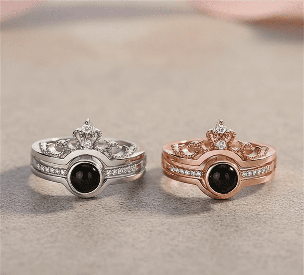 Custom - Hidden Photo Projection Crown Ring - Hidden Forever