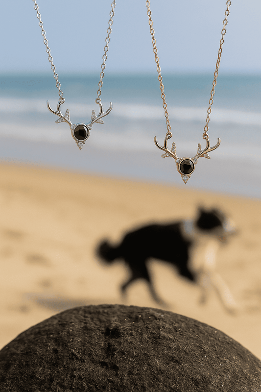 Custom Hidden Photo Projection Deer Antlers Necklace - Hidden Forever