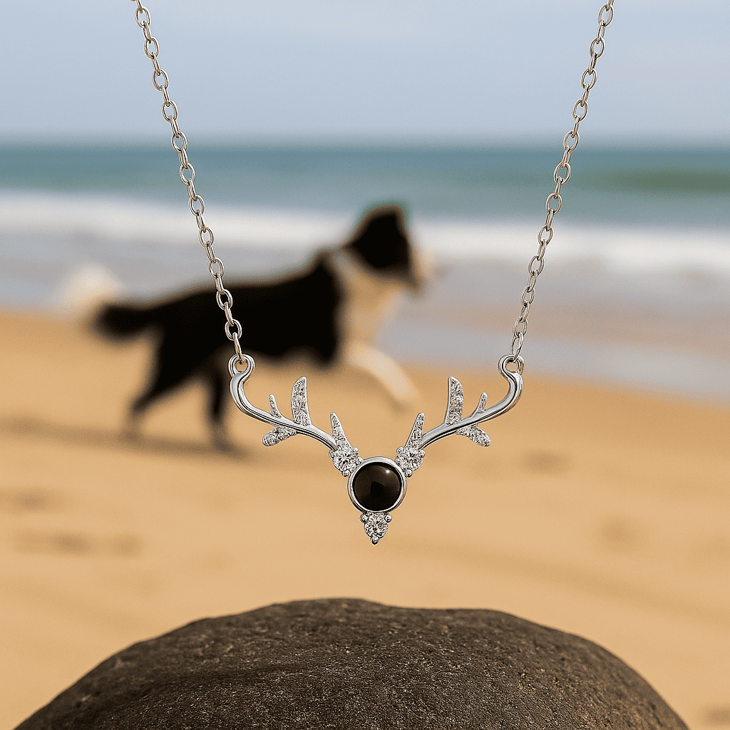 Custom Hidden Photo Projection Deer Antlers Necklace - Hidden Forever