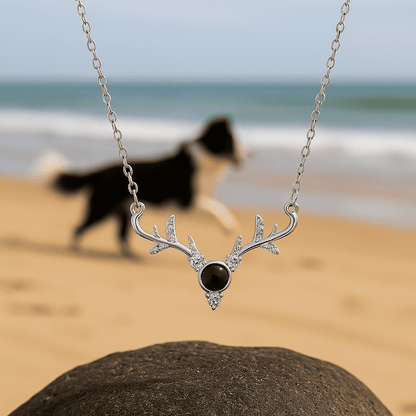 Custom Hidden Photo Projection Deer Antlers Necklace - Hidden Forever