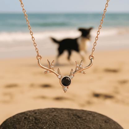 Custom Hidden Photo Projection Deer Antlers Necklace - Hidden Forever