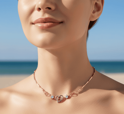 Custom Hidden Photo Projection Diamond Heart Necklace - Hidden Forever