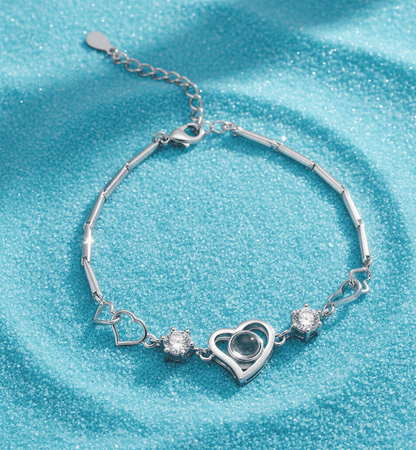 Custom Hidden Photo Projection Diamond Heart Necklace - Hidden Forever