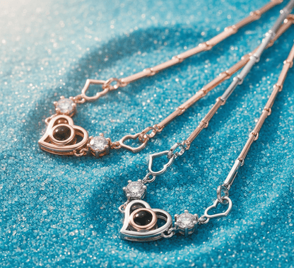 Custom Hidden Photo Projection Diamond Heart Necklace - Hidden Forever
