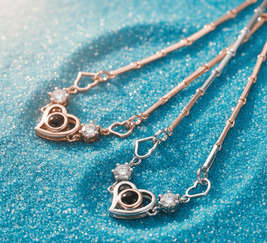 Custom Hidden Photo Projection Diamond Heart Necklace - Hidden Forever