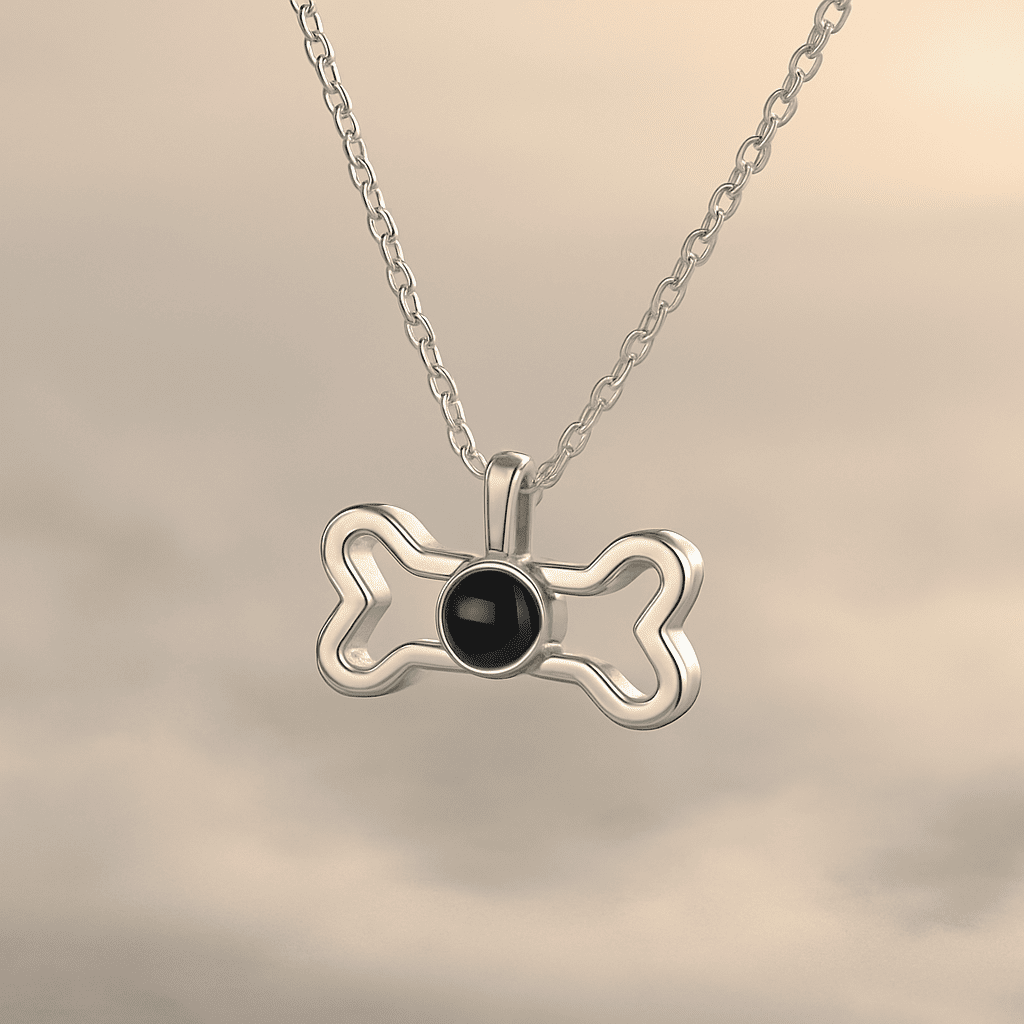 Custom Hidden Photo Projection Dog Bone Necklace - Hidden Forever