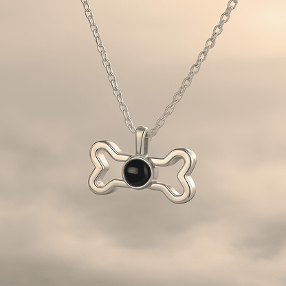 Custom Hidden Photo Projection Dog Bone Necklace - Hidden Forever