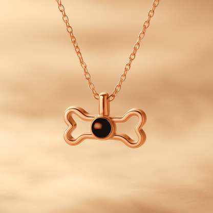 Custom Hidden Photo Projection Dog Bone Necklace - Hidden Forever