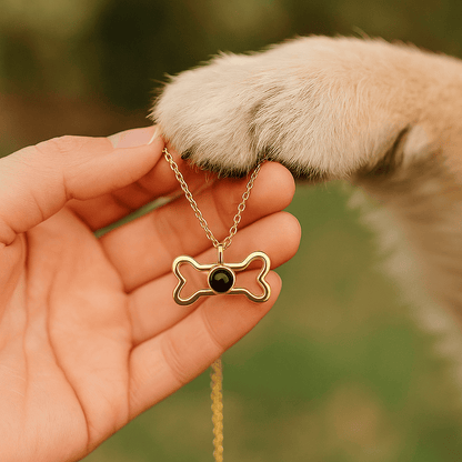 Custom Hidden Photo Projection Dog Bone Necklace - Hidden Forever