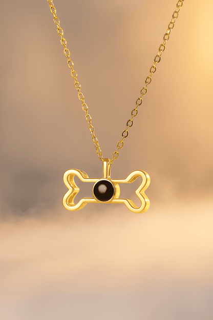 Custom Hidden Photo Projection Dog Bone Necklace - Hidden Forever