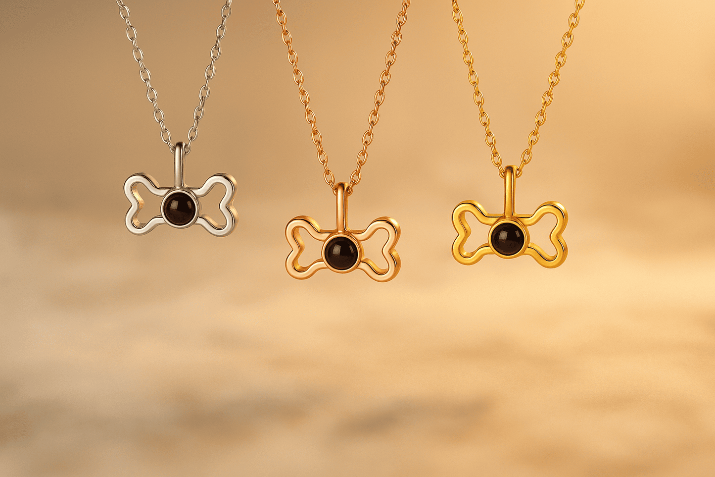 Custom Hidden Photo Projection Dog Bone Necklace - Hidden Forever