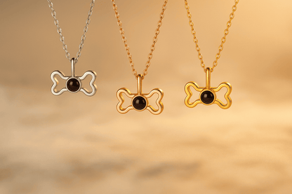Custom Hidden Photo Projection Dog Bone Necklace - Hidden Forever