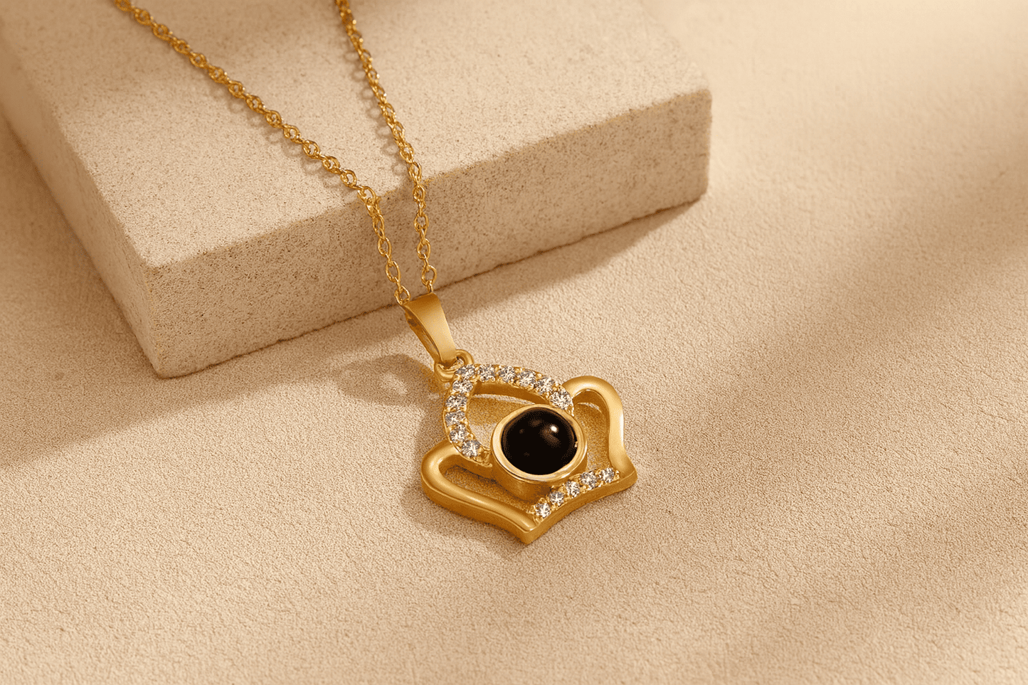 Custom Hidden Photo Projection Embellished Imperial Crown Necklace - Hidden Forever